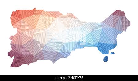 Karte von Capri. Niedrige Poly-Darstellung der Insel. Geometrisches Design mit Streifen. Technologie, Internet, Netzwerkkonzept. Vektordarstellung. Stock Vektor