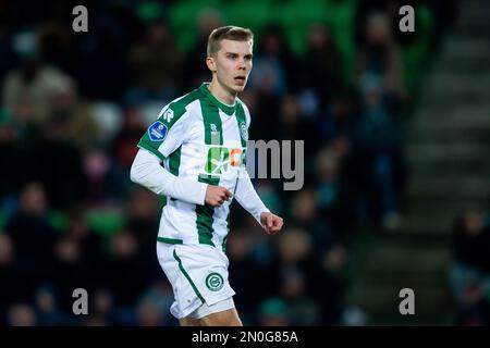 GRONINGEN - Oliver Antman vom FC Groningen während des niederländischen Premier-League-Spiels zwischen dem FC Groningen und dem FC Twente im Stadion Euroborg am 5. Februar 2023 in Groningen, Niederlande. ANP COR LASKER Stockfoto