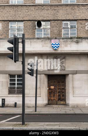 Eingang zum alten Londoner Feuerwehr-Hauptquartier, Lambeth, London Stockfoto