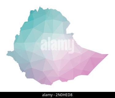 Polygonale Karte von Äthiopien. Geometrische Darstellung des Landes in smaragdgrünen Amethystfarben. Äthiopien Karte im Low Poly Stil. Stock Vektor