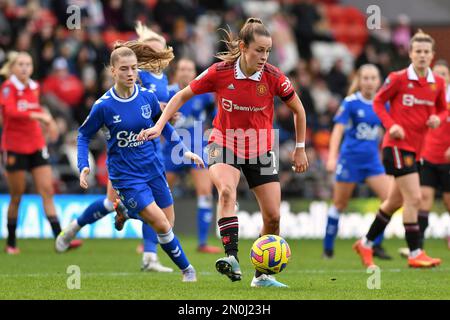 Leigh, Großbritannien. 5. Februar 2023. Ella Toone vom Manchester United Women Football Club während des Barclays FA Women's Super League-Spiels zwischen Manchester United und Everton im Leigh Sport Stadium, Leigh, am Sonntag, den 5. Februar 2023. (Foto: Eddie Garvey | MI News) Kredit: MI News & Sport /Alamy Live News Stockfoto