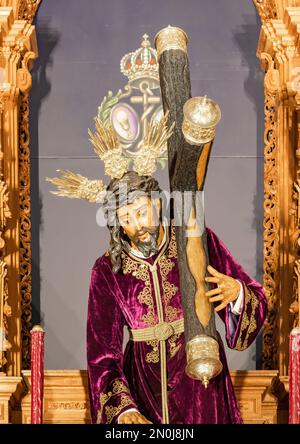 Bild des Heiligen Christus der drei Wasserfälle, aus dem 16. Jahrhundert, in der Capilla de los Marineros (Kapelle der Seeleute) in Triana, Sevilla, A. Stockfoto