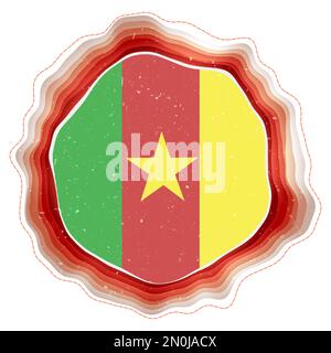 Kamerun-Flagge im Rahmen. Dienstmarke des Landes. Geschichtetes kreisförmiges Schild um die Flagge Kameruns. Klassische Vektordarstellung. Stock Vektor
