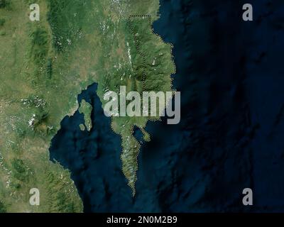 Davao Oriental, Provinz der Philippinen. Hochauflösende Satellitenkarte Stockfoto