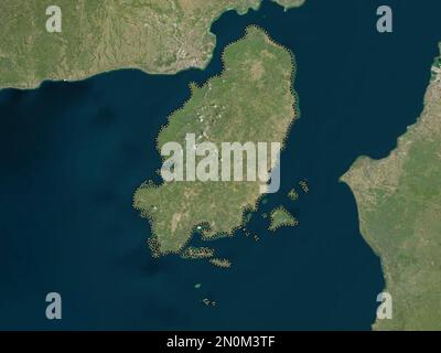 Guimaras, Provinz der Philippinen. Satellitenkarte mit niedriger Auflösung Stockfoto