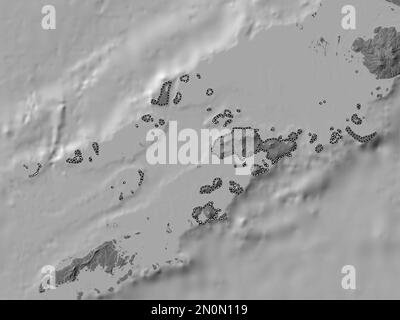 Sulu, Provinz der Philippinen. Bilevel-Höhenkarte mit Seen und Flüssen Stockfoto