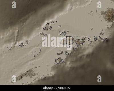 Sulu, Provinz der Philippinen. Höhenplan in Sepia-Tönen mit Seen und Flüssen Stockfoto