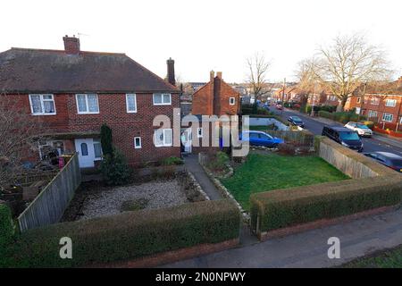 30 East Drive in Pontefraxt, West Yorkshire. Heimat eines gewalttätigen Poltergeistes, bekannt als der Schwarze Monk, auch bekannt als Fred. Stockfoto