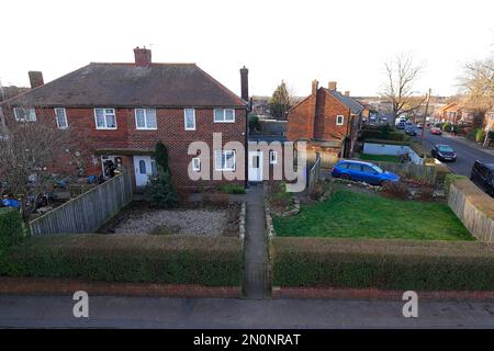 30 East Drive in Pontefraxt, West Yorkshire. Heimat eines gewalttätigen Poltergeistes, bekannt als der Schwarze Monk, auch bekannt als Fred. Stockfoto