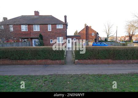 30 East Drive in Pontefraxt, West Yorkshire. Heimat eines gewalttätigen Poltergeistes, bekannt als der Schwarze Monk, auch bekannt als Fred. Stockfoto