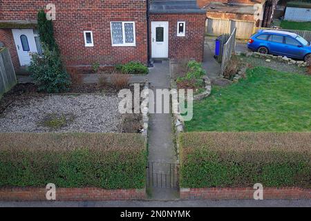 30 East Drive in Pontefraxt, West Yorkshire. Heimat eines gewalttätigen Poltergeistes, bekannt als der Schwarze Monk, auch bekannt als Fred. Stockfoto