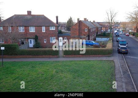 30 East Drive in Pontefraxt, West Yorkshire. Heimat eines gewalttätigen Poltergeistes, bekannt als der Schwarze Monk, auch bekannt als Fred. Stockfoto