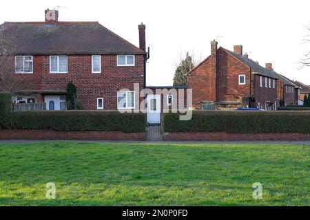 30 East Drive in Pontefraxt, West Yorkshire. Heimat eines gewalttätigen Poltergeistes, bekannt als der Schwarze Monk, auch bekannt als Fred. Stockfoto