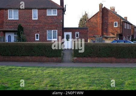 30 East Drive in Pontefraxt, West Yorkshire. Heimat eines gewalttätigen Poltergeistes, bekannt als der Schwarze Monk, auch bekannt als Fred. Stockfoto