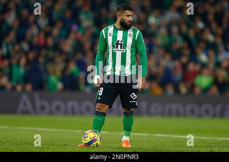 Nabil Fekir von Real Betis während des Spiels La Liga, Date 20, zwischen Real Betis und RC Celta spielte am 04. Februar 2023 im Benito Villamarin Stadion in Sevilla, Spanien. (Foto: Antonio Pozo / PRESSIN) Stockfoto