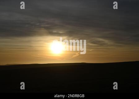 Sonnenaufgang in den Lammermuir-Hügeln Stockfoto