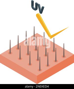 Isometrischer Vektor des Haut-uv-Schutzsymbols. Kollagenprodukt. Pflegefamilie Stock Vektor