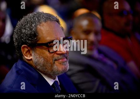 Miramar, USA. 04. Februar 2023. MIRAMAR, FLORIDA - 04 28. FEBRUAR: Michael Eric Dyson Besuchen Sie am 04. Februar 2023 im Miramar Cultural Center in Hallandale, Florida, den Kaminchat des Black History Month mit Luther Campbell, veranstaltet vom Bürgermeister der Stadt Miramar, Wayne Messam. (Foto: JL/Sipa USA) Guthaben: SIPA USA/Alamy Live News Stockfoto