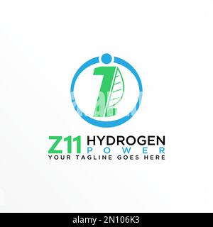 Buchstabe oder Wort Z oder Zahl 1 Schriftart mit Power und Blattbild Grafiksymbol Logo Design abstraktes Konzept Vektormaterial Wasserstoffchemie. Stock Vektor