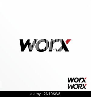 WORX verwendet serifenlose Schrift mit Pfeil Bildsymbol Logo-Design abstraktes Konzept Vektorsymbol bezogen auf den Anfang. Stock Vektor