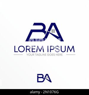 Buchstabe oder Wort BA Schriftart in der verbundenen Linie Dachhaus Bild Grafiksymbol Logo Design abstraktes Konzept Vektormaterial bezogen auf Grundstück oder Initialen. Stock Vektor