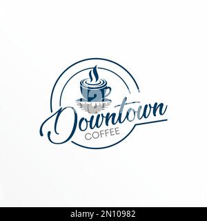 cup Coffee mit Downtown- oder Gebäudeschatten Grafiksymbol Logo-Design Abstraktes Konzept Vektormaterial als Symbol für Geschäftsgetränke Stock Vektor