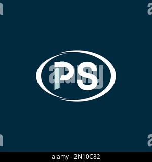 Buchstaben oder Wörter PS verwendet keine serifenfarbene Schriftart mit Flip Ellipse Bildgrafik Symbol Logo Design abstraktes Konzept Vektorsymbol bezogen auf die Initialen. Stock Vektor