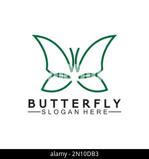 Einfache Butterfly Monoline Logo-Vektor-Illustration Stock Vektor
