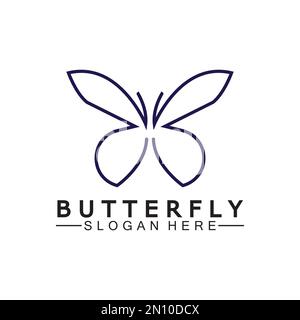 Einfache Butterfly Monoline Logo-Vektor-Illustration Stock Vektor