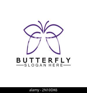 Einfache Butterfly Monoline Logo-Vektor-Illustration Stock Vektor