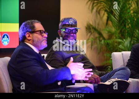 Michael Eric Dyson, Luther Campbell Black History Month Fireside Chat, veranstaltet vom Bürgermeister der Stadt Miramar Wayne Messam im Miramar Cultural Center im Miramar Cultural Center in Miramar, Florida. 04 Feb. 2023 Guthaben: mpi10/MediaPunch Stockfoto