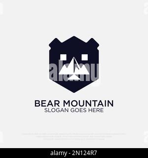 Bär Mountain Logo Design Vektor, einfaches Logo für Outdoor Adventure Symbol Illustration Vorlage Stock Vektor