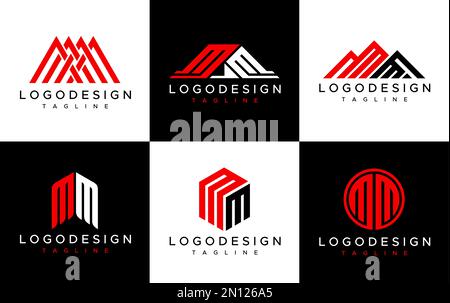Kollektion der ersten Designvorlage für das MM-Logo. M M MM Buchstabe Logo Akronym Stock Vektor