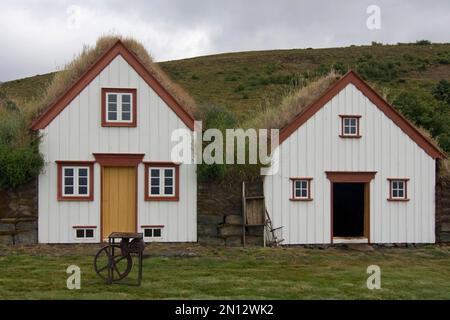 Grassodhäuser, Torfhütten, Museum, Laufas, Island, Europa Stockfoto