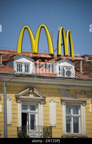 McDonalds Advertising, Bulevard Knyaginya Maria Luiza, Sofia, Bulgarien, Europa Stockfoto