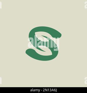 S Blattdesign des Logos. Naturbuchstabe S Stock Vektor