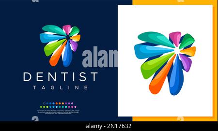 Modernes, farbenfrohes Zahn-Logo. Abstrakter Dental-Logo-Vektor. Stock Vektor