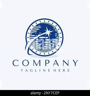 Moderne Designvorlage für globale Unternehmenslogos. Abstraktes STAR Earth Logo. Stock Vektor