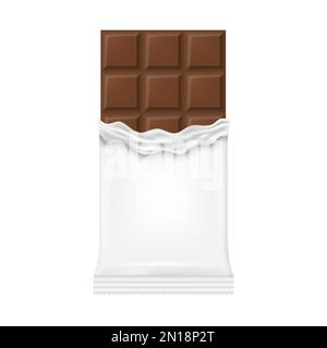 Milchschokoladenriegel in einer weißen Verpackung. Vektordarstellung. Eps 10. Stock Vektor
