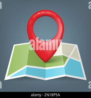 Symbol "Standort". Kartensymbol mit Pin-Zeiger. Vektordarstellung. Eps 10. Stock Vektor