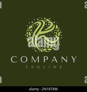 Designvorlage für Leaf-K-Buchstabe. Grafikvektor für das Herbal-K-Logo. Stock Vektor