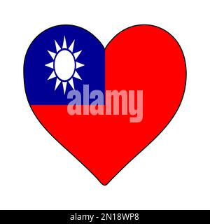 Taiwan-Flagge In Herzform. Ich Liebe Taiwan. Besuchen Sie Taiwan. China. Asien. Grafische Konstruktion Von Vektordarstellungen. Stock Vektor