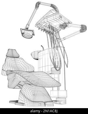 Zahnarztstuhlschrank. Technische Illustration Drahtgestell. Vektorrendering von 3D Stock Vektor