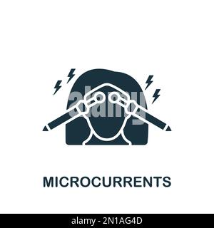 Symbol für Mikroströme. Monochromes einfaches Schild aus der Kollektion Kosmetologie. Microcurrents Symbol für Logo, Vorlagen, Webdesign und Infografiken. Stock Vektor