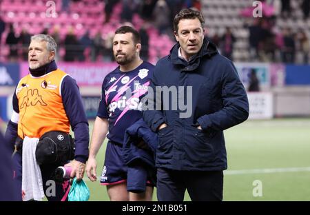 Direktor von Stade Francais Thomas Lombard nach dem französischen Meisterschaftsspiel der Top 14 der Rugby-Gewerkschaft zwischen Stade Francais Paris und Union Bordeaux-Begles (UBB) am 5. Februar 2023 im Stade Jean Bouin in Paris, Frankreich - Photo Jean Catuffe / DPPI Stockfoto