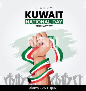 Kuwait National day25. Februar mit Flaggen. Entwurf einer vektordarstellung Stock Vektor