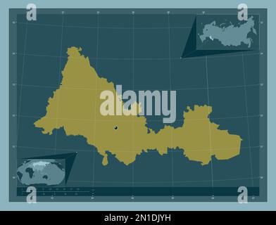 Orenburg, Region Russland. Durchgehende Farbform. Eckkarten für zusätzliche Standorte Stockfoto