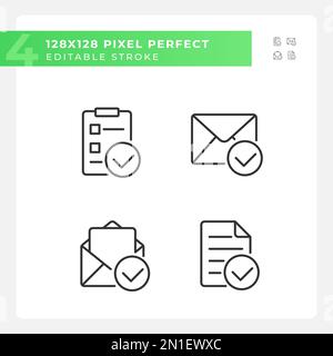 Dokumente mit aktivierten Pixelperfekten linearen Symbolen Stock Vektor