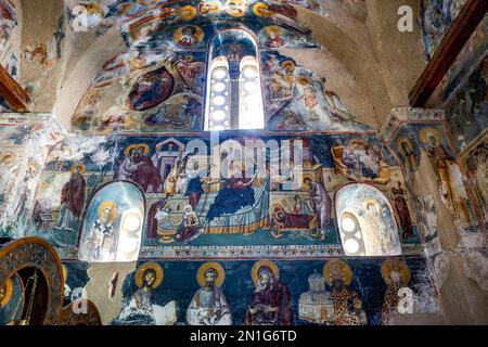 Fresken in der orthodoxen Klosterkirche Studenica, UNESCO-Weltkulturerbe, Studenica, Serbien, Europa Stockfoto