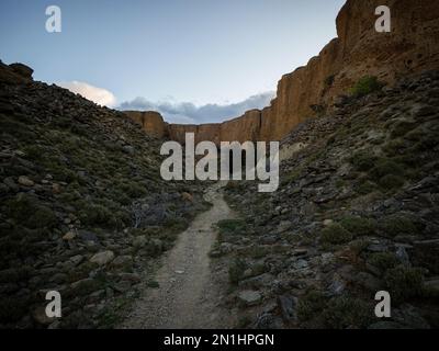 Trockenes, karges Badland, wilde westliche trockene Wüstenlandschaft von Bannockburn Sluicings in verlassener ehemaliger Goldmine in Cromwell Otago South Island Neuseeland Stockfoto